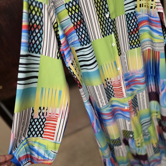 Colorful Geometric Button-Down Dress - Picture 2 of 4